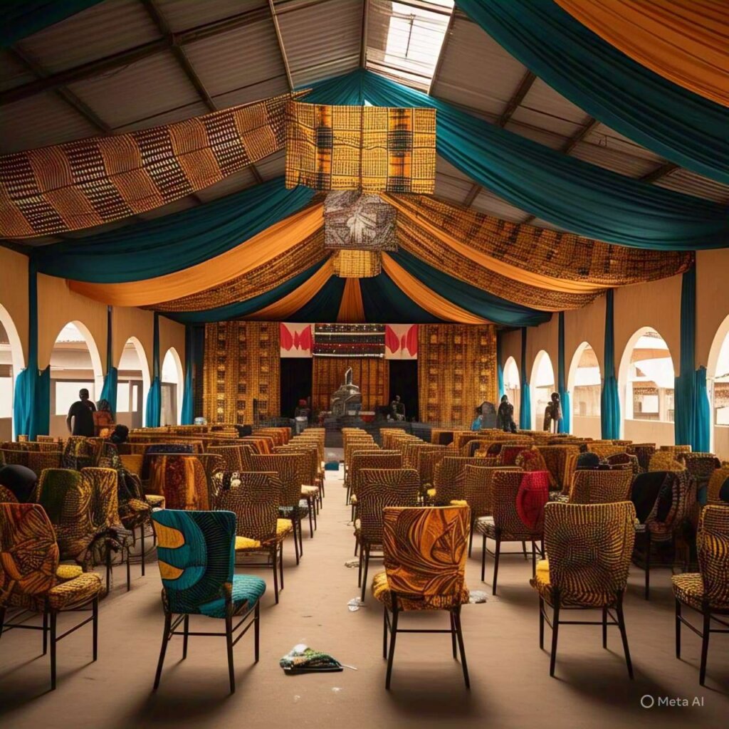 Unset African event hall highlighting event planning challenges in Lagos